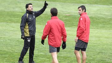 Míchel, durante una sesión del Rayo.