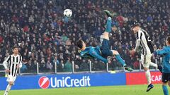 Cristiano marca de chilena ante la Juventus.