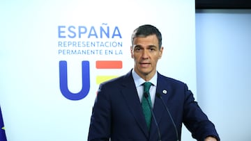 El presidente del Gobierno, Pedro Sánchez, ofrece una rueda de prensa tras una reunión del Consejo Europeo, a 26 de junio de 2025, en Bruselas (Bélgica). Durante sus declaraciones, ha hablado sobre el aval definitivo de la Ley de Amnistía por parte del Tribunal Constitucional.
27 JUNIO 2025
Pool Moncloa/Fernando Calvo y Pool UE
26/06/2025