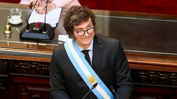 FILE PHOTO: Argentina's President Javier Milei attends the opening session of the 142nd legislative term, at the National Congress, in Buenos Aires, Argentina, March 1, 2024. REUTERS/Agustin Marcarian/File Photo