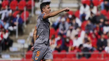 MALLORCA, SPAIN - FEBRUARY 26: Gabriel Paulista of Valencia CF celebrates scoring his team&#039;s first goal during the LaLiga Santander match between RCD Mallorca and Valencia CF at Estadio de Son Moix on February 26, 2022 in Mallorca, Spain. (Photo by R