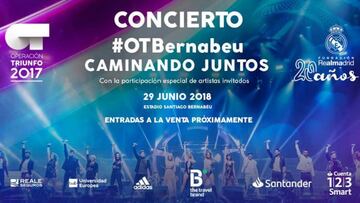 Cártel del concierto benéfico de Operación Triunfo 2017 en el Santiago Bernabéu el 29 de junio de 2018