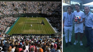 Los Sainz con Nadal despu&eacute;s del partido de Wimbledon ante Muller.