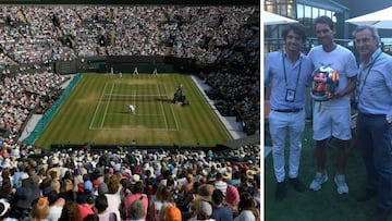 Los Sainz con Nadal después del partido de Wimbledon ante Muller.