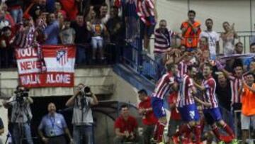 Los jugadores del Atlético celebran uno de los goles marcados en este inicio de temporada.