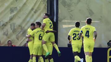 El Villarreal B celebra un gol ante el Ibiza.