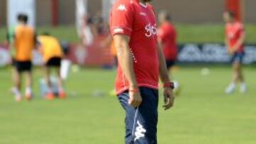 Abelardo, en un entrenamiento del Sporting.