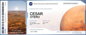 Esta es la tarjeta de embarque que la NASA te dar&aacute; cuando registres tu nombre