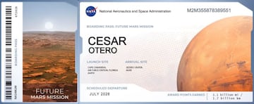 Esta es la tarjeta de embarque que la NASA te dar&aacute; cuando registres tu nombre