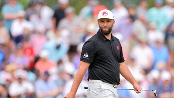 LOUISVILLE, KENTUCKY - MAY 16: Jon Rahm of Spain looks on from the seventh hole during the first round of the 2024 PGA Championship at Valhalla Golf Club on May 16, 2024 in Louisville, Kentucky.   Michael Reaves/Getty Images/AFP (Photo by Michael Reaves / GETTY IMAGES NORTH AMERICA / Getty Images via AFP)