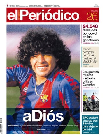 Así vivió la prensa internacional el fallecimiento de Maradona: algunas portadas pasarán a la historia