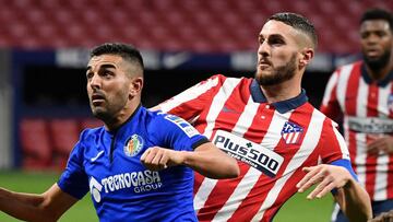Koke y Ángel, en el Atlético de Madrid-Getafe.