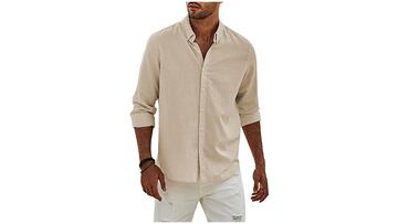 camisa lino hombre amazon