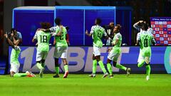 Nigeria&#039;s forward Odion Ighalo (L) celebrates his goal during the 2019 Africa Cup of Nations (CAN) football match between Nigeria and Burundi at Alexandria Stadium on June 22, 2019. (Photo by Giuseppe CACACE / AFP)