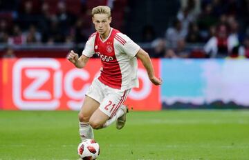 Frenkie de Jong of Ajax during the Dutch Eredivisie match between Ajax v FC Emmen at the Johan Cruijff Arena on August 25, 2018 in Amsterdam Netherlands