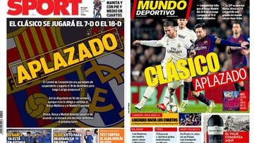 El Clásico y la manita de las chicas, en las portadas de Barcelona