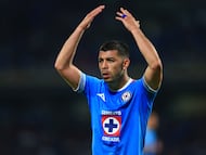 Erik Lira of Cruz Azul during the Semi-Finals second leg match between Cruz Azul and Tigres UANL as part of the CONCACAF Champions Cup 2025, at Olimpico Universitario Stadium on May 01, 2025 in Mexico City, Mexico.