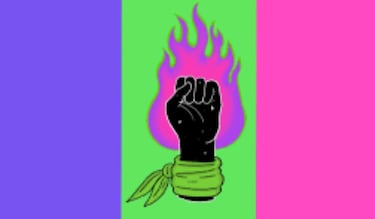 El origen de la bandera feminista que se usa en la marcha del 8M