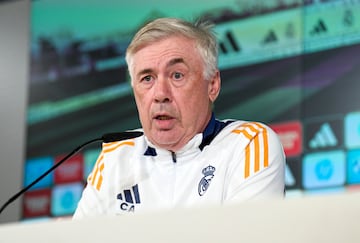 Carlo Ancelotti, entrenador del Real Madrid, en rueda de prensa.
