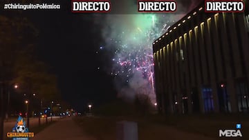 Fuegos artificiales y petardos en el hotel del Real Madrid