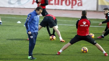 Baraja, en un entrenamiento.