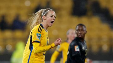 Soccer Football - FIFA Women’s World Cup Australia and New Zealand 2023 - Group G - Sweden v South Africa - Wellington Regional Stadium, Wellington, New Zealand - July 23, 2023 Sweden's Amanda Ilestedt reacts REUTERS/Amanda Perobelli