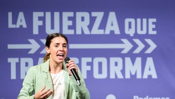 La ministra de Igualdad, Irene Montero, interviene durante un acto de campaña de Podemos-IU, en el paraninfo de la Magdalena, a 25 de mayo de 2023, en Santander, Cantabria (España). El acto de Podemos se desarrolla bajo el lema, ‘Valentía para transformar’, y se celebra a tres días de las elecciones autonómicas y municipales del próximo 28 de mayo.
25 MAYO 2023;SANTANDER;CANTABRIA;PODEMOS;IRENE MONTERO
Juanma Serrano / Europa Press
25/05/2023