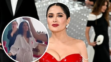 Salma Hayek sufrió un problema de vestuario en medio de un baile para celebrar su llegada a  24 millones de seguidores en Instagram.