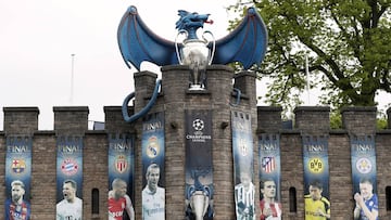 Decoración en el castillo de Cardiff con motivo de la final de la Champions.