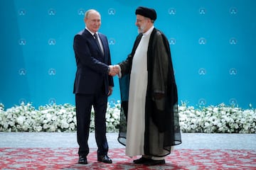 Russian President Vladimir Putin and Iranian President Ebrahim Raisi meet in Tehran, Iran July 19.