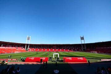 Vista general del estadio donde juega la UD Almería sus partidos como local minutos antes del inicio del partido contra el Atlético de Madrid.