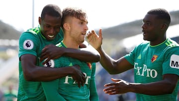 Gerard Deulofeu celebrando un gol con Watford en Premier League.