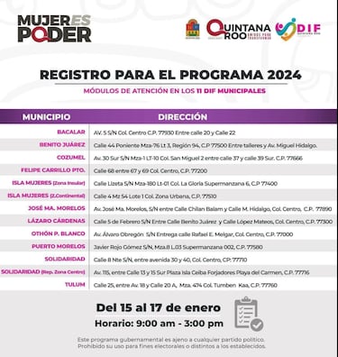 Registro Mujer es Poder 2024: ¿dónde se localizan los módulos para mujeres de Quintana Roo?