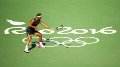 RIO DE JANEIRO, BRAZIL - AUGUST 05:  Rafael Nadal of Spain practices at the Olympic Tennis Centre prior to the Rio 2016 Olympic Games on August 5, 2016 in Rio de Janeiro, Brazil.  (Photo by Clive Brunskill/Getty Images)