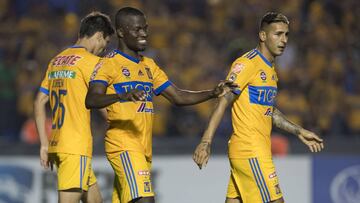 Foto de accion durante el partido Tigres vs Herediano  correspondiente al partido de vuelta de la Liga de Campeones CONCACAF 2018 Scotiabank en Monterrey. En la foto: Enner Valencia.