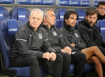 De izquierda a derecha, Aguirre, Amor, Lorente e Ituarte en el debut del 'Vasco' como técnico del Leganés en 2019, ante la Real Sociedad en Anoeta. 