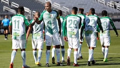 Los jugadores de Atl&eacute;tico Nacional celebrando uno de los goles en la victoria sobre Atl&eacute;tico Mineiro por la Florida Cup 2018