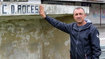 07-09-2014 ROCES-GIJON ASTURIAS JUANELE EXJUGADOR DE SPORTING TENERIFE Y ZARAGOZA VUELVE AL FUTBOL EN LA FOTO EN EL CAMPO DE SU BARRIO DONDE EMPEZO A JUGAR AL FUTBOL

