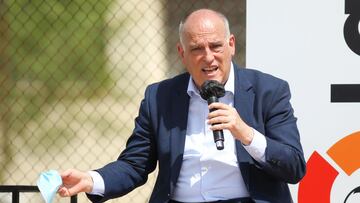 Javier Tebas, President of La Liga during Institutional Presentation of ESC Madrid, the sports and educational center that both professional leagues, La liga and NBA, will share in Villaviciosa de Odon on Jun 15, 2021 in Villaviciosa de Odon, Madrid, Spai