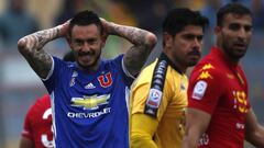 Ftbol, Union Espanola vs Universidad de Chile. Octava fecha campeonato de Transicin 2017.
 El jugador de Universidad de Chile Mauricio Pinilla, se lamenta luego de perder una oportunidad de gol durante el partido de primera division disputado contra Union Espanola en el estadio Santa Laura.
 Santiago, Chile.
 30/09/2017
 Marcelo Hernandez/Photosport*********
 
 Football, Union Espanola  vs Universidad de Chile. Eight dateTransition championship 2017.
 Universidad de Chile&#039;s player Mauricio Pinilla, reacts after losing a goal during a first  division football match played against Union Espanola at the Santa Laura Stadium.
 Santiago, Chile.
 30/09/2017
 Marcelo Hernandez/Photosport