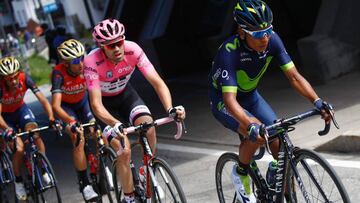 Nairo Quintana frente a Tom Dumoulin y Nibali