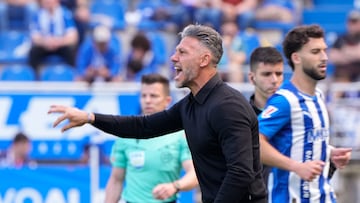 VITORIA-GASTEIZ, 25/04/2026.- El entrenador del Mallorca, Martín Gastón Demichelis, durante el partido de LaLiga contra el Mallorca, celebrado este sábado, en el estadio de Mendízorrotza. EFE/Adrian Ruiz Hierro
