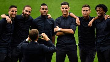 Bentancur, Higua&iacute;n, Alex Sandro, Cristiano, Dybala y Cuadrado en el Metropolitano el d&iacute;a antes de medirse al Atl&eacute;tico, de quien fue verdugo la temporada pasada. 