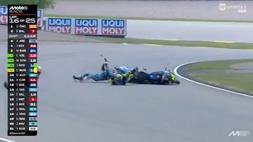 La caída de David Alonso en el GP de Alemania.