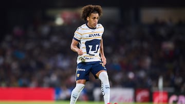 Adalberto Carrasquilla of Pumas during the 12th round match between Pumas UNAM and Monterrey as part of the Liga BBVA MX, Torneo Clausura 2025 at Olimpico Universitario Stadium, on March 16, 2025 in Mexico City, Mexico.