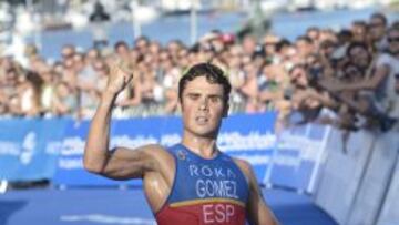 Javier Gomez Noya, en la meta de Estocolmo.