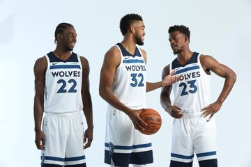 Andrew Wiggins, Karl Anthony Towns y Jimmy Butler