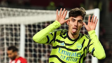 Kai Havert, jugador del Arsenal, celebra el gol anotado ante el Brentford.