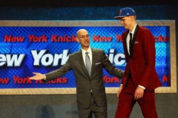 Kristaps Porzingis seleccionado en cuarto lugar por los New York Knicks en la primera ronda del sorteo de la NBA 2015 == FOR NEWSPAPERS, INTERNET, TELCOS & TELEVISION USE ONLY ==