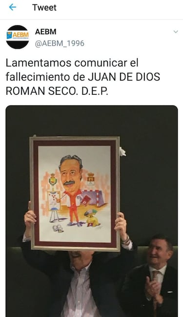 La Asociaci車n de Entrenadores anuncia la muerte de Juan de Dios y luego la desmiente